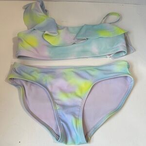 Justice blue green purple 2 piece swim suit size 10